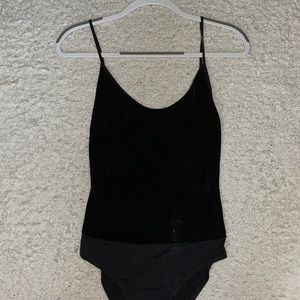 Plain black velvet bodysuit